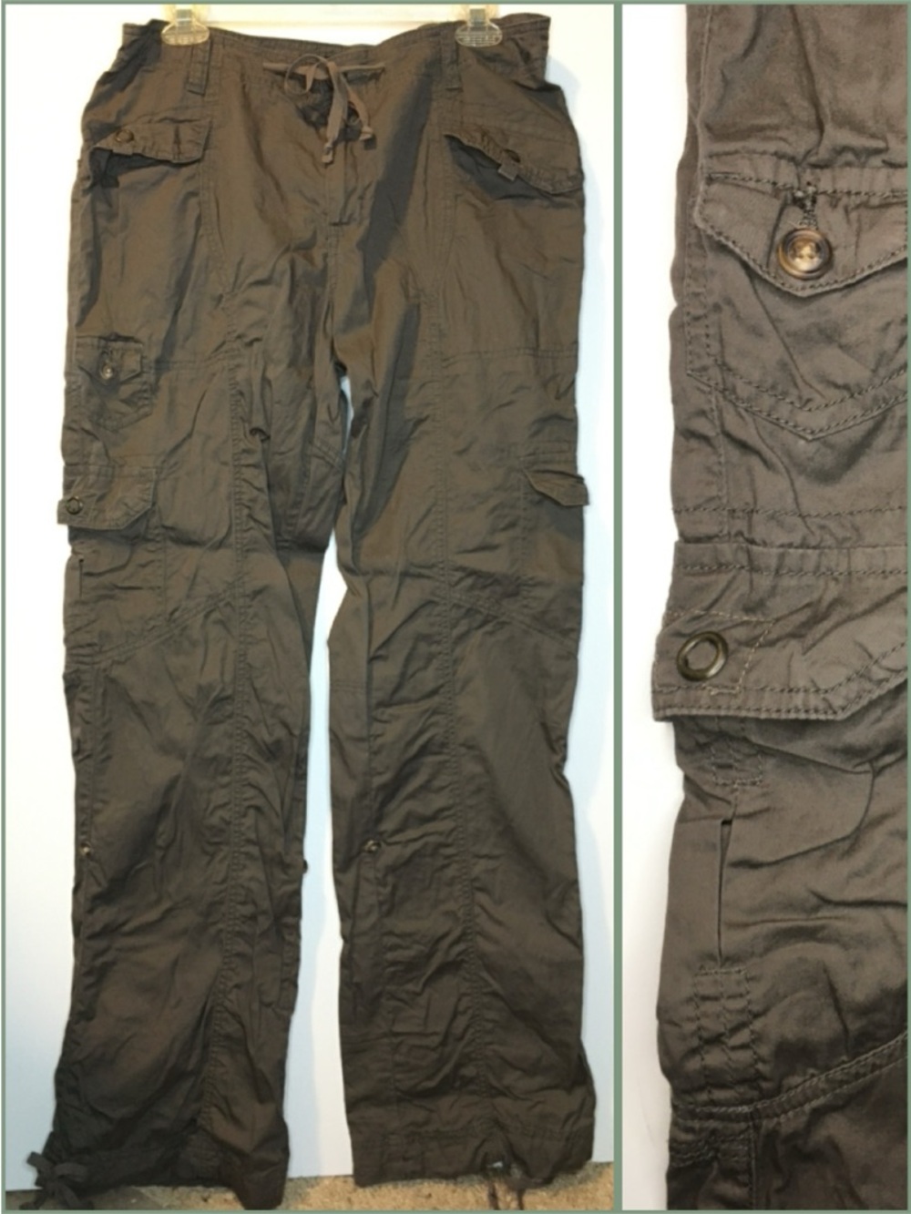 Green/Brown/Khaki Women's Convertible Cargo Pants/Capris from Supplies -14-